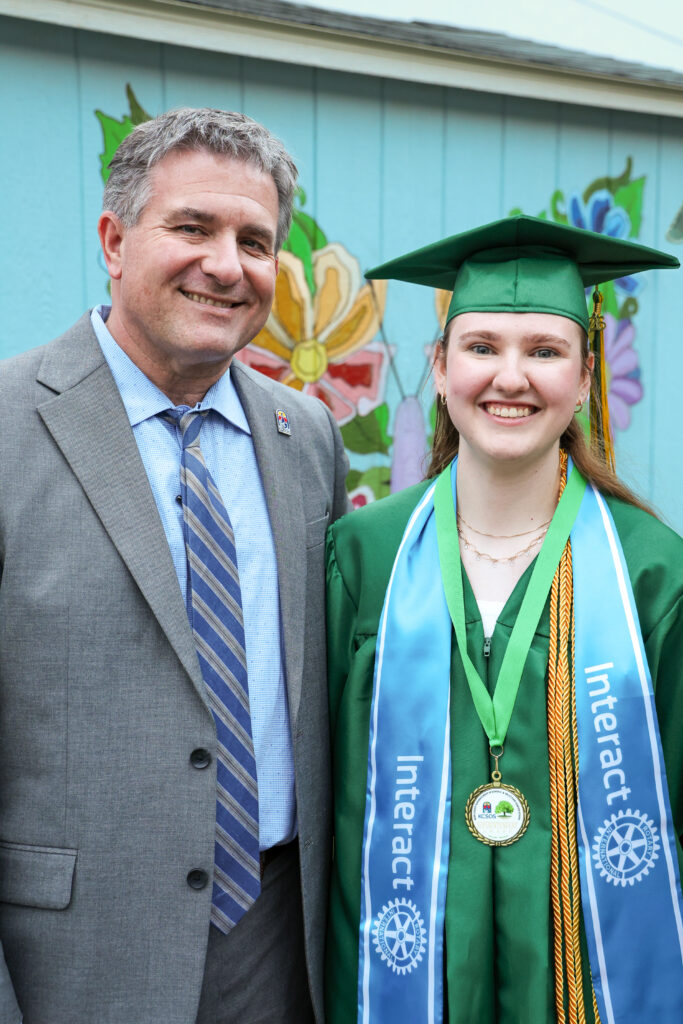 Dr. Mendiburu poses with 12th grader Ava Wiehn.