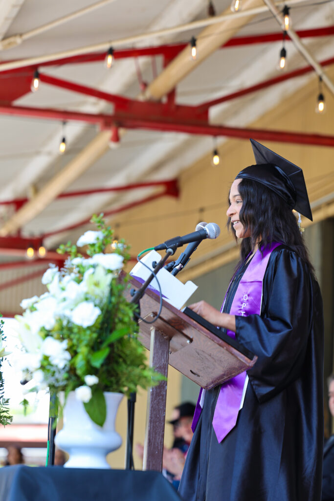 Jazzmine Saenz gives her graduation speech. 