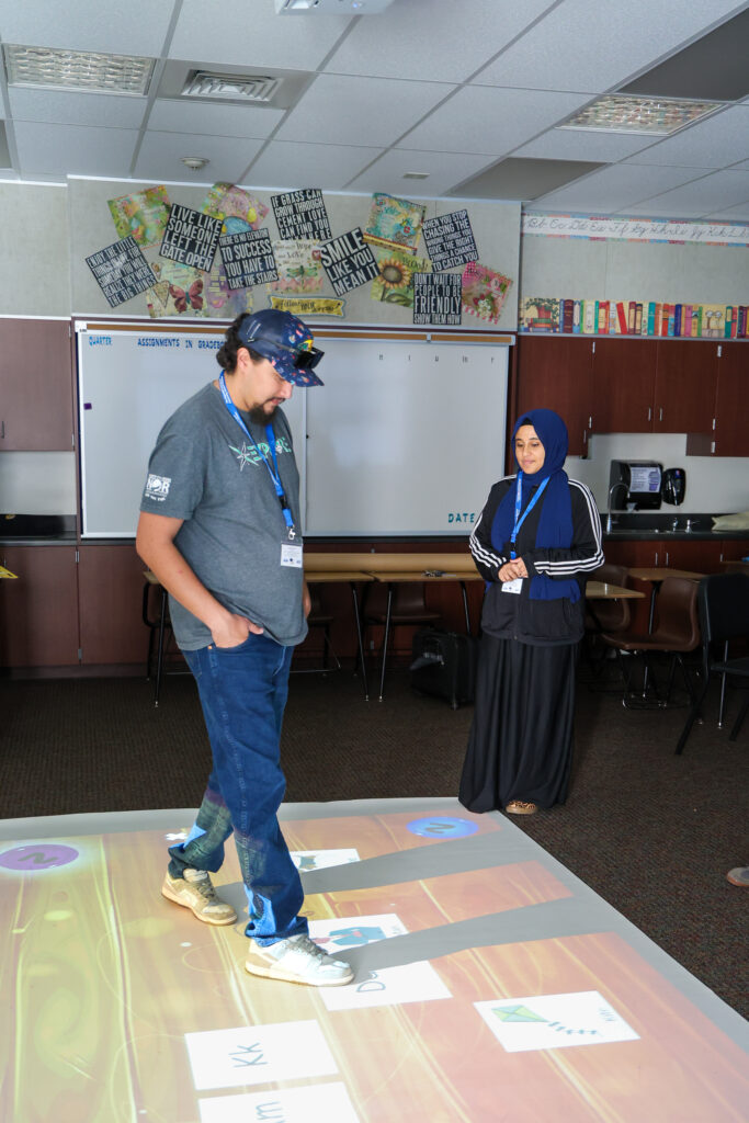 Attendees testing out the ActiveFloor digital resource.