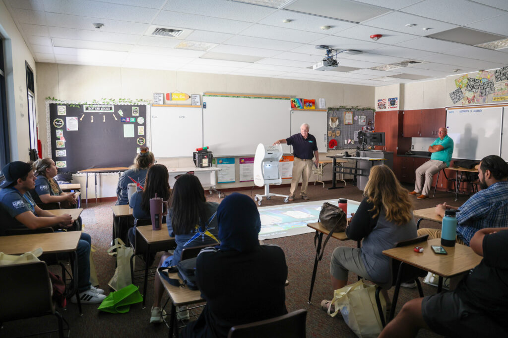 Photo of a classroom demonstrating ActiveFloor digital resource.